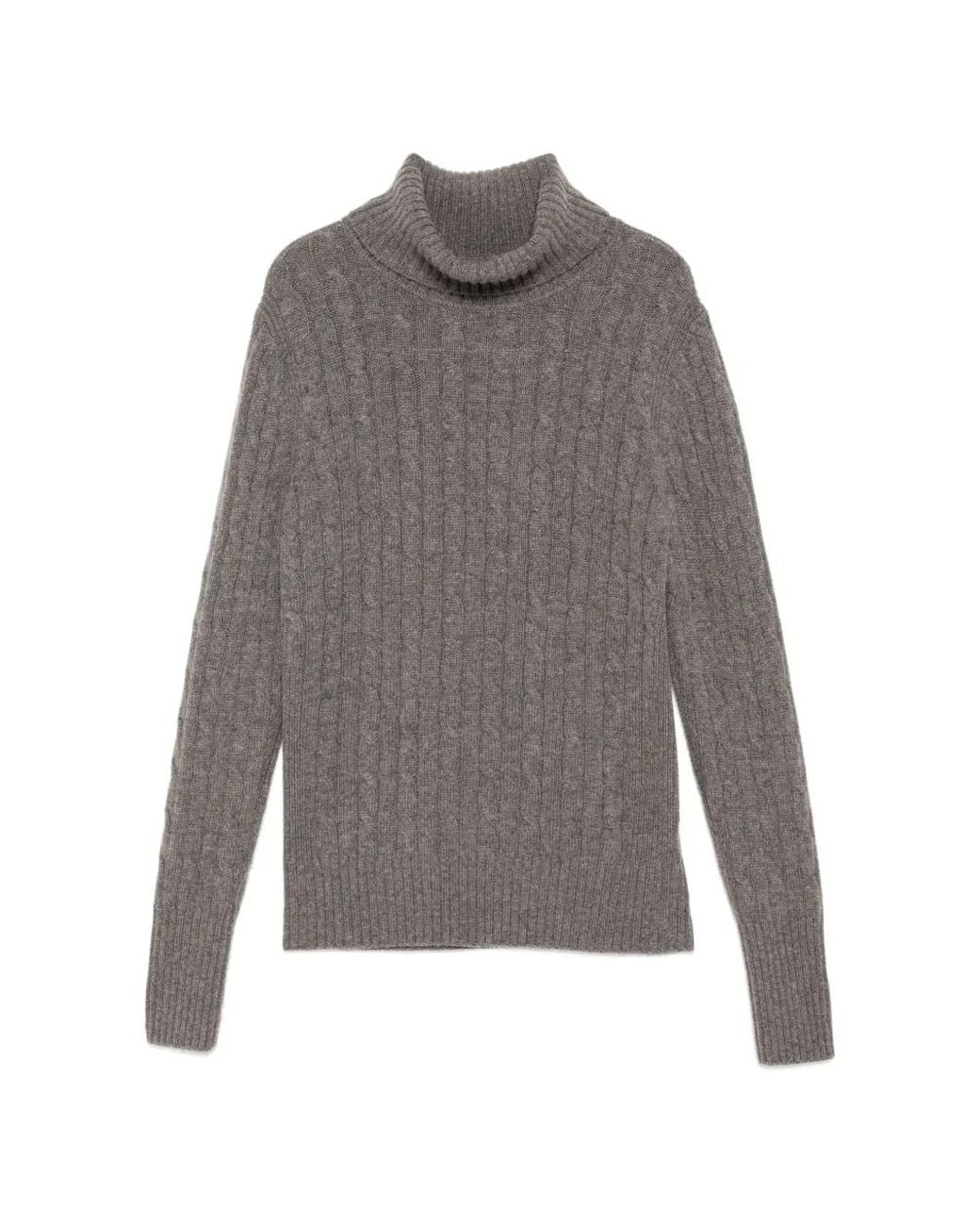N.Peal Cashmere Gray Adelyn Cable-Knit Top