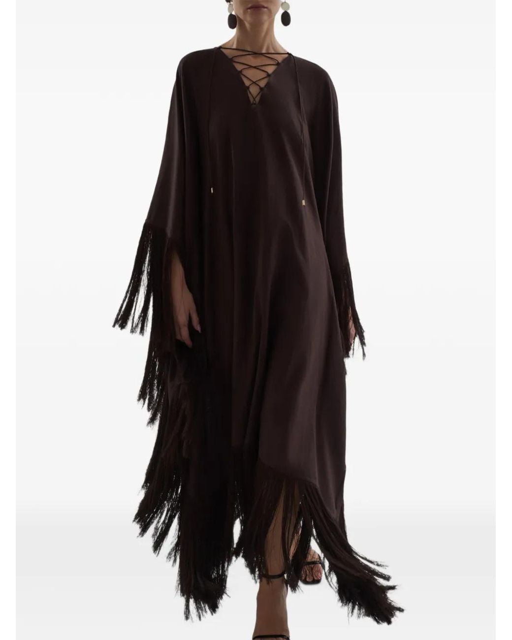 Taller Marmo Brown Robe-Caftan Empty Quarter À Franges