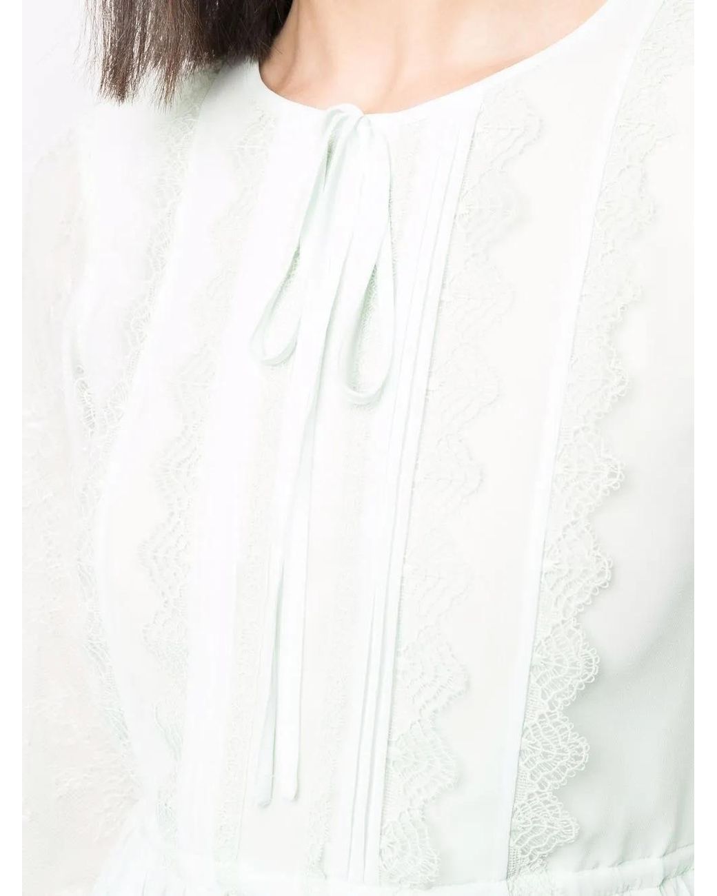 Self-Portrait White Lace-Trim Maxi Dress