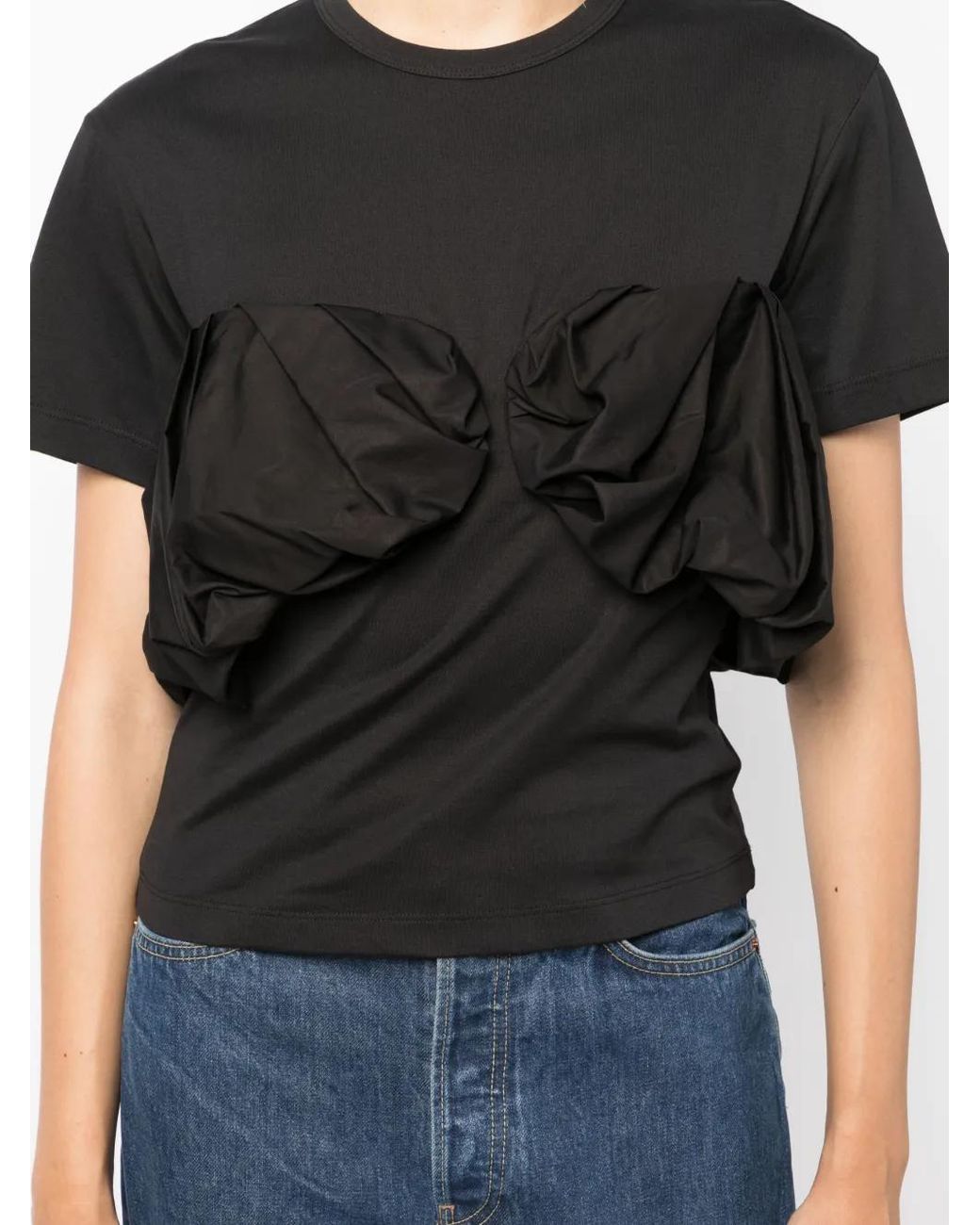 JNBY Black Ruffled Short-Sleeve T-Shirt