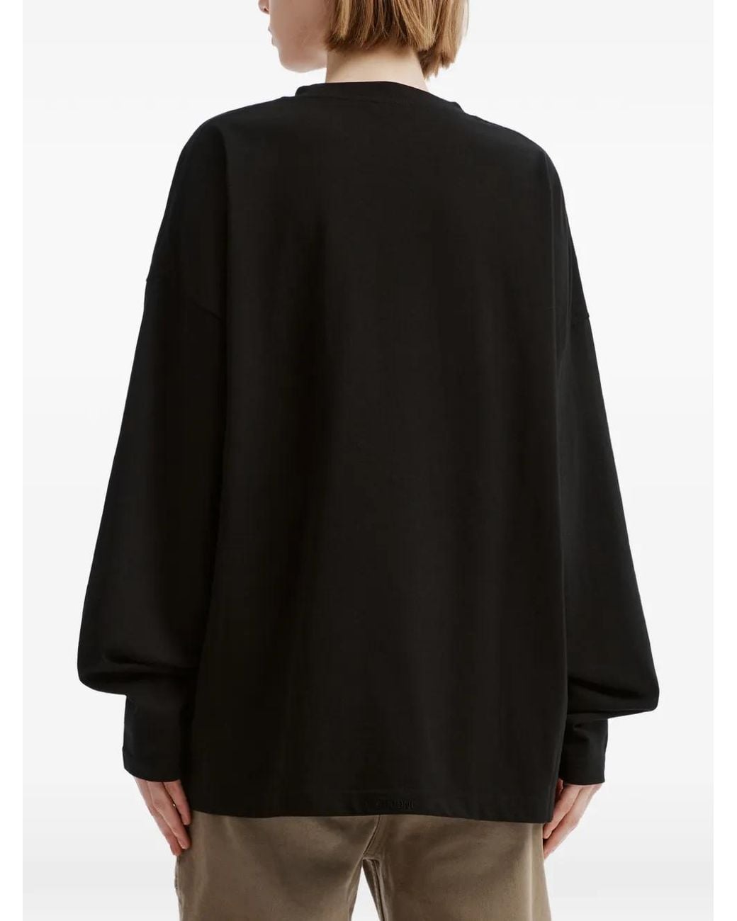 we11done Black Crystal-Embellished Long-Sleeve T-Shirt