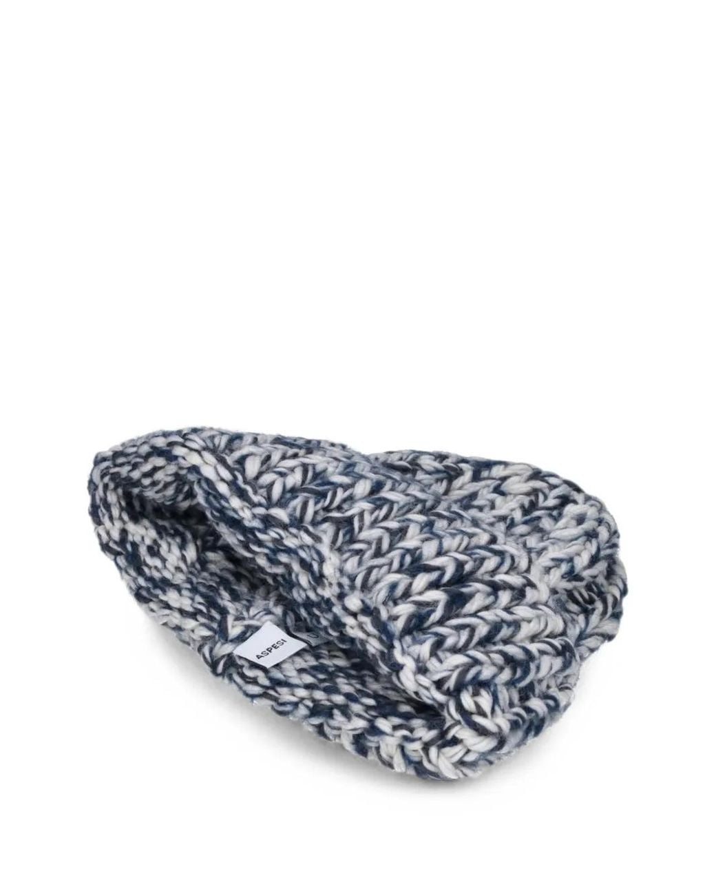 Aspesi Blue Chunky-Knit Beanie Hat for men