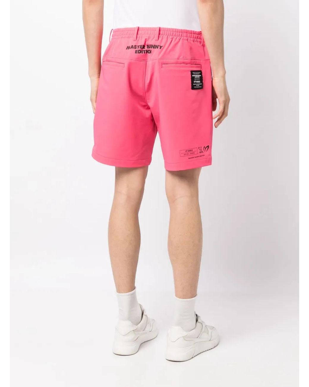 MASTER BUNNY EDITION Pink Logo-Patch Elasticated-Waist Shorts for men