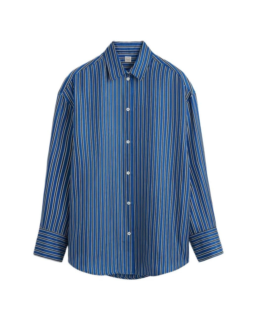 Totême Blue Oversized Striped Shirt