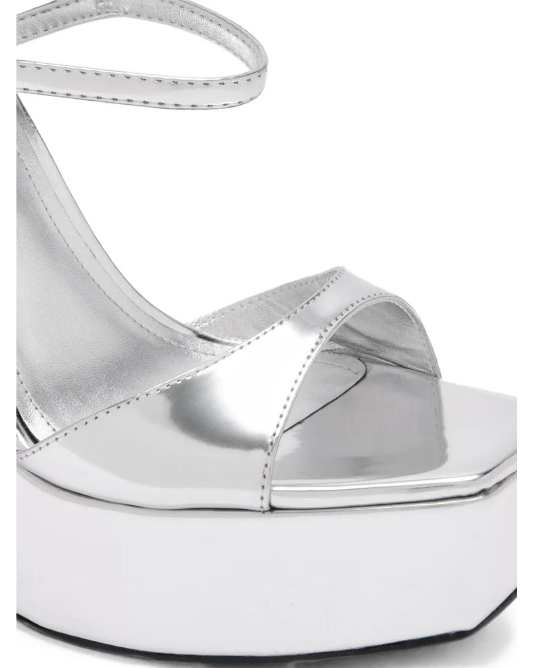 SCHUTZ SHOES White Metallic Platform Sandals