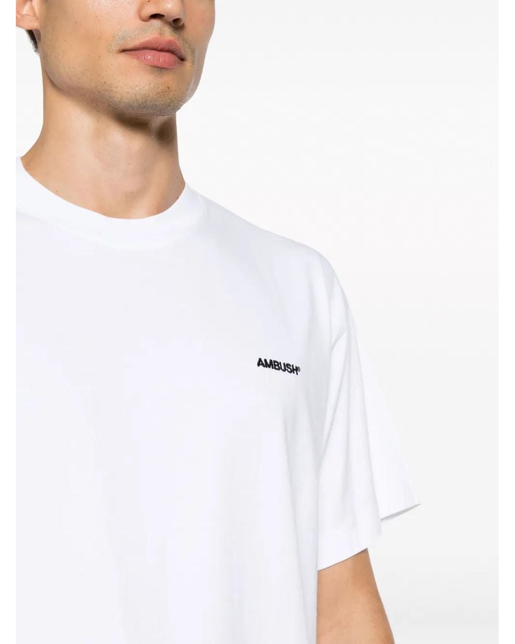 Ambush White Logo-Embroidered Crew-Neck T-Shirt for men