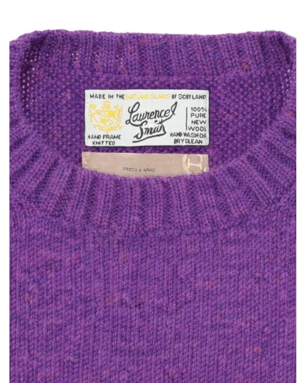 Fortela Purple Shetland Crew Neck Sweater for men