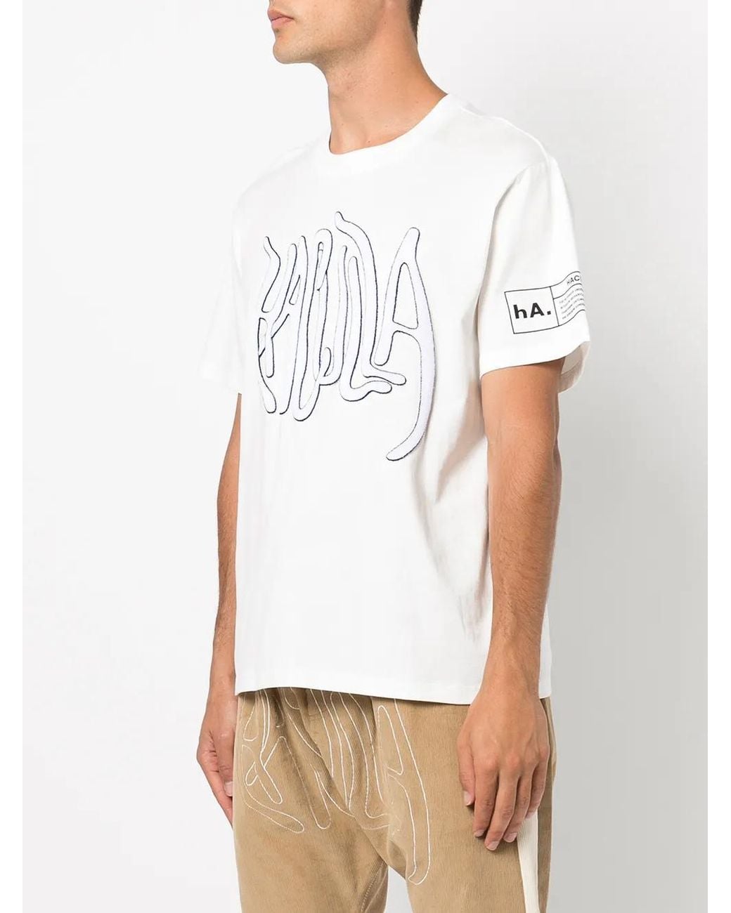 Haculla White Chenille Logo Patch T-Shirt for men