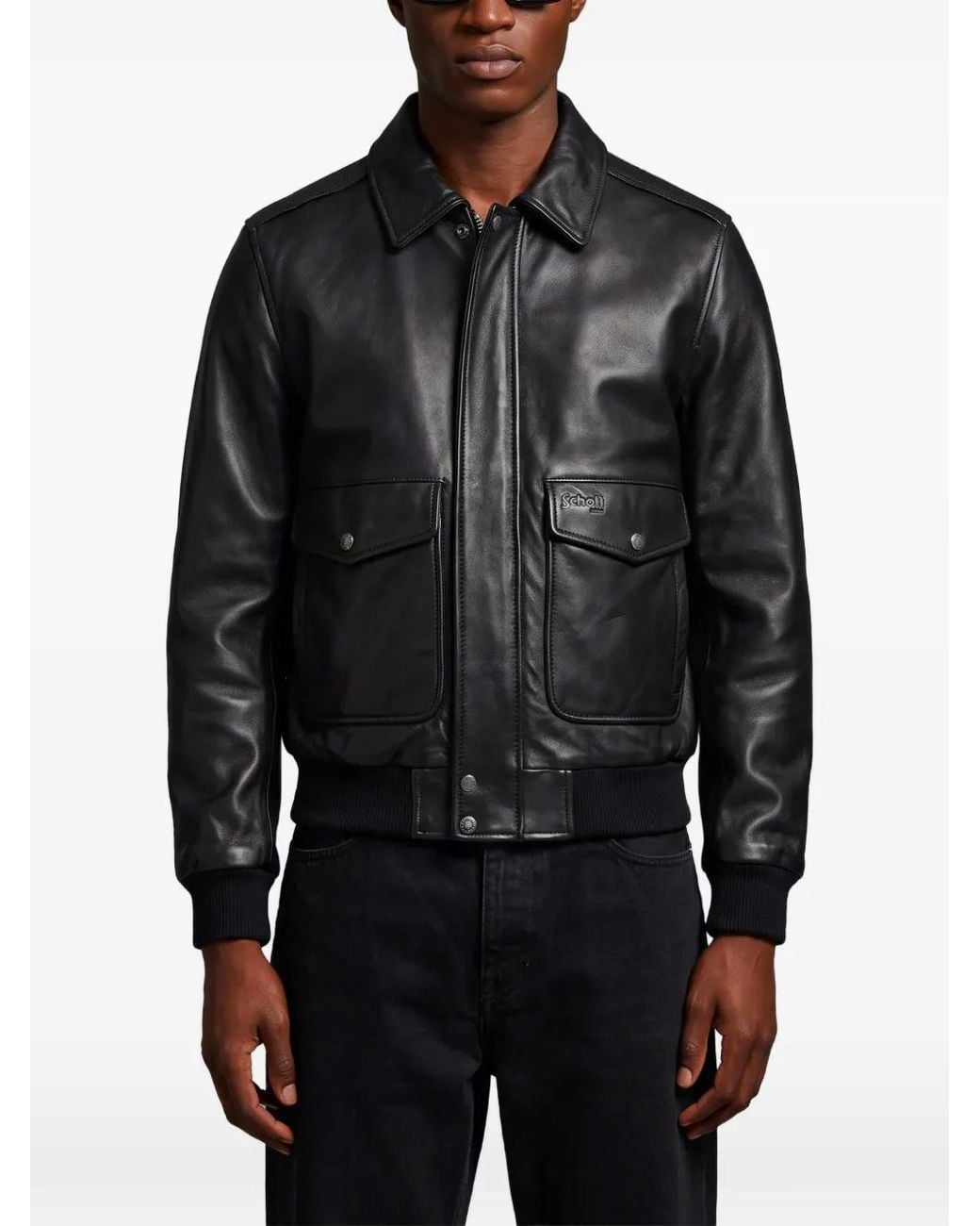 Schott Nyc Black Veste A-2 En Cuir for men