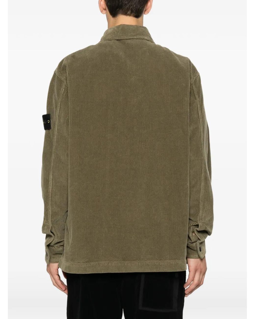 Stone Island Green 1200016 Organic Cotton Corduroy 800 Overshirt for men