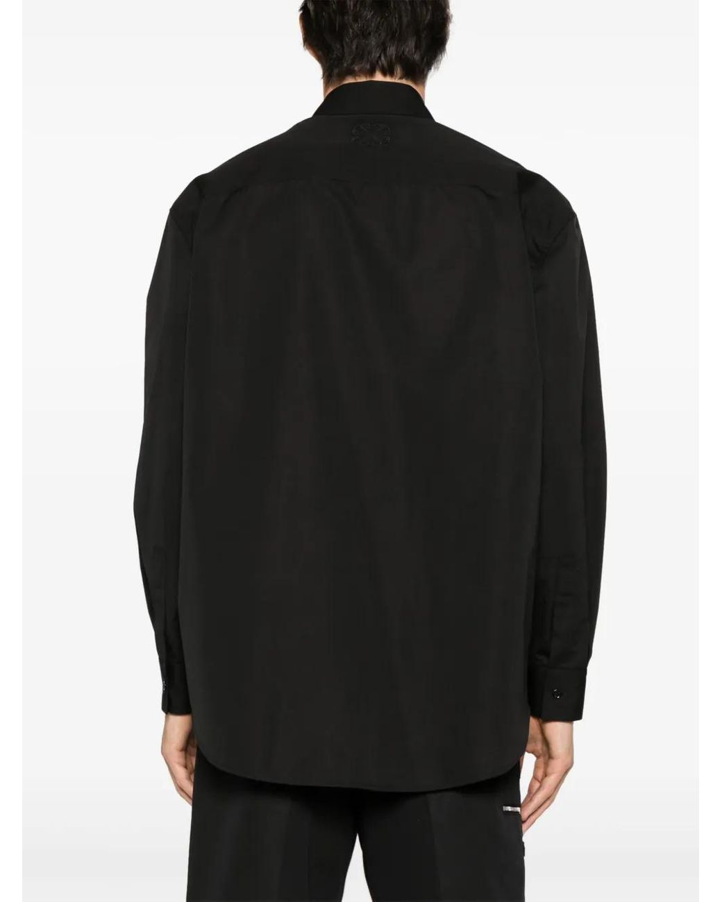 Off-White c/o Virgil Abloh Black Logo-Embroidered Cotton Shirt for men