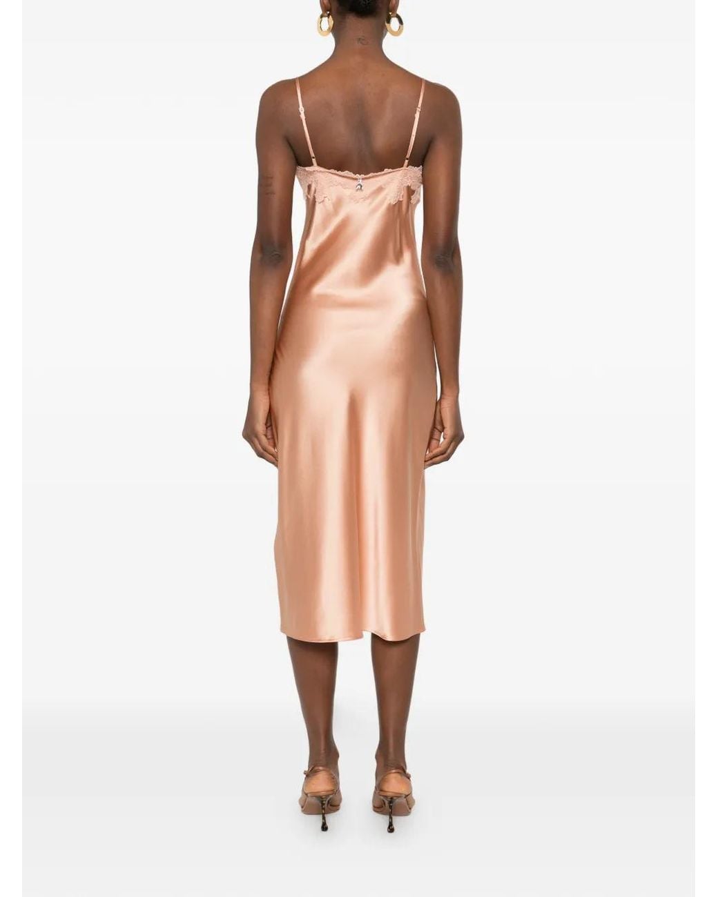 Patrizia Pepe Pink Lace Satin Midi Dress
