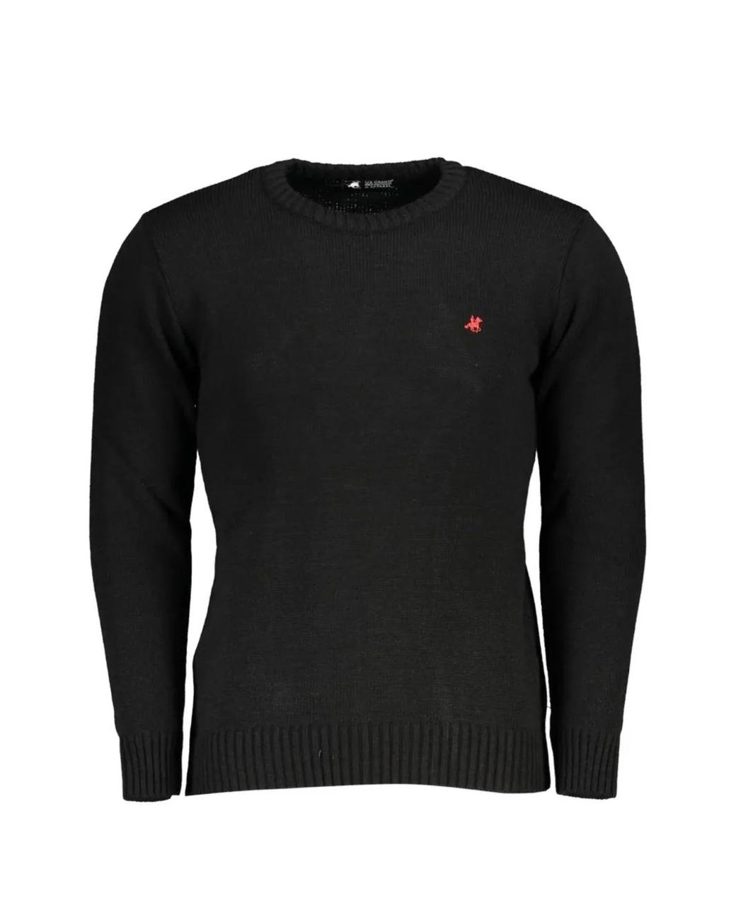 U.S. Grand Black Embroidered-Logo Crew-Neck Sweater for men