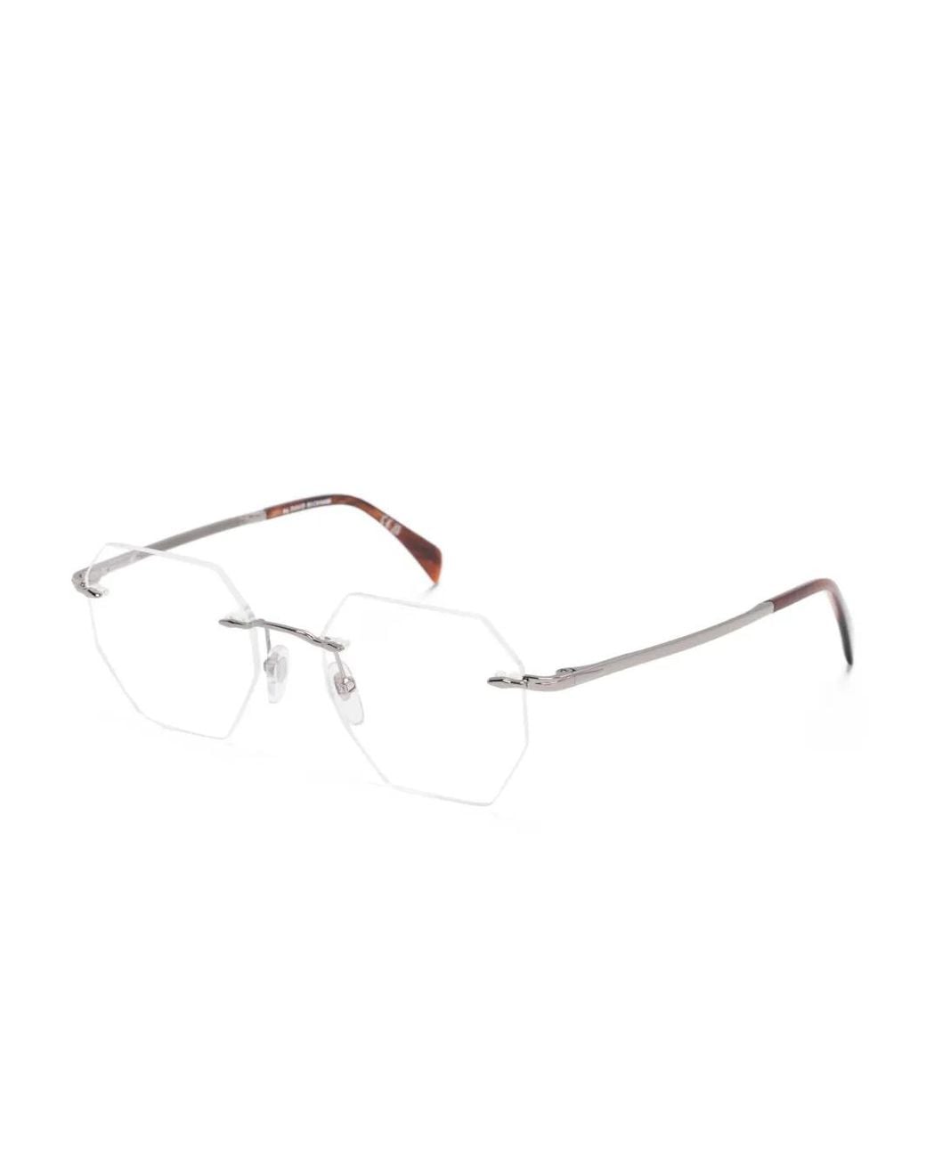 David Beckham White Geometric-Frame Glasses