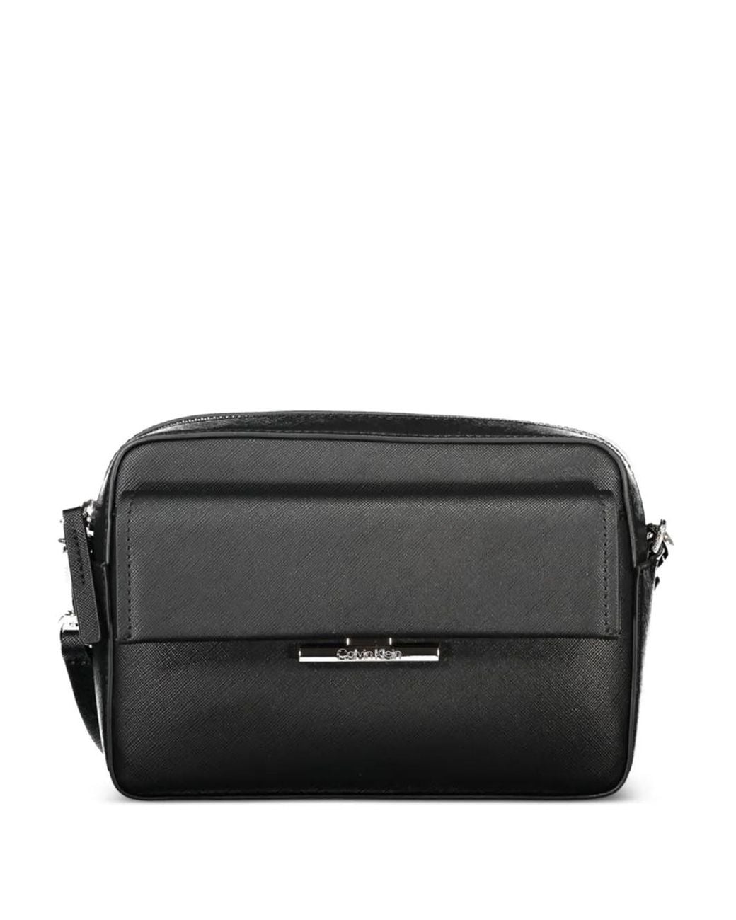 Calvin Klein Black Monogram Leather Crossbody Bag