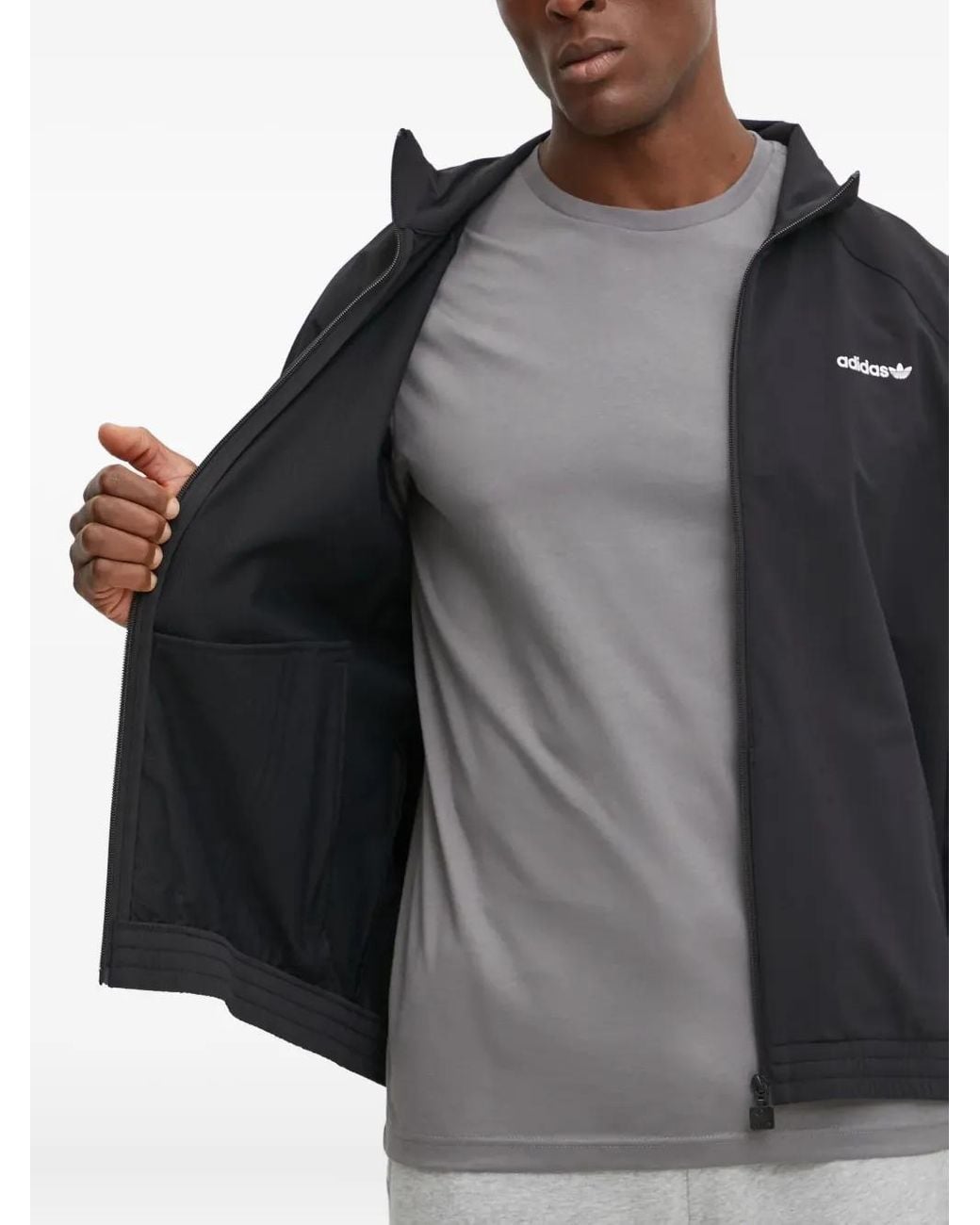 Adidas Black Zip-Up Logo Jacket for men