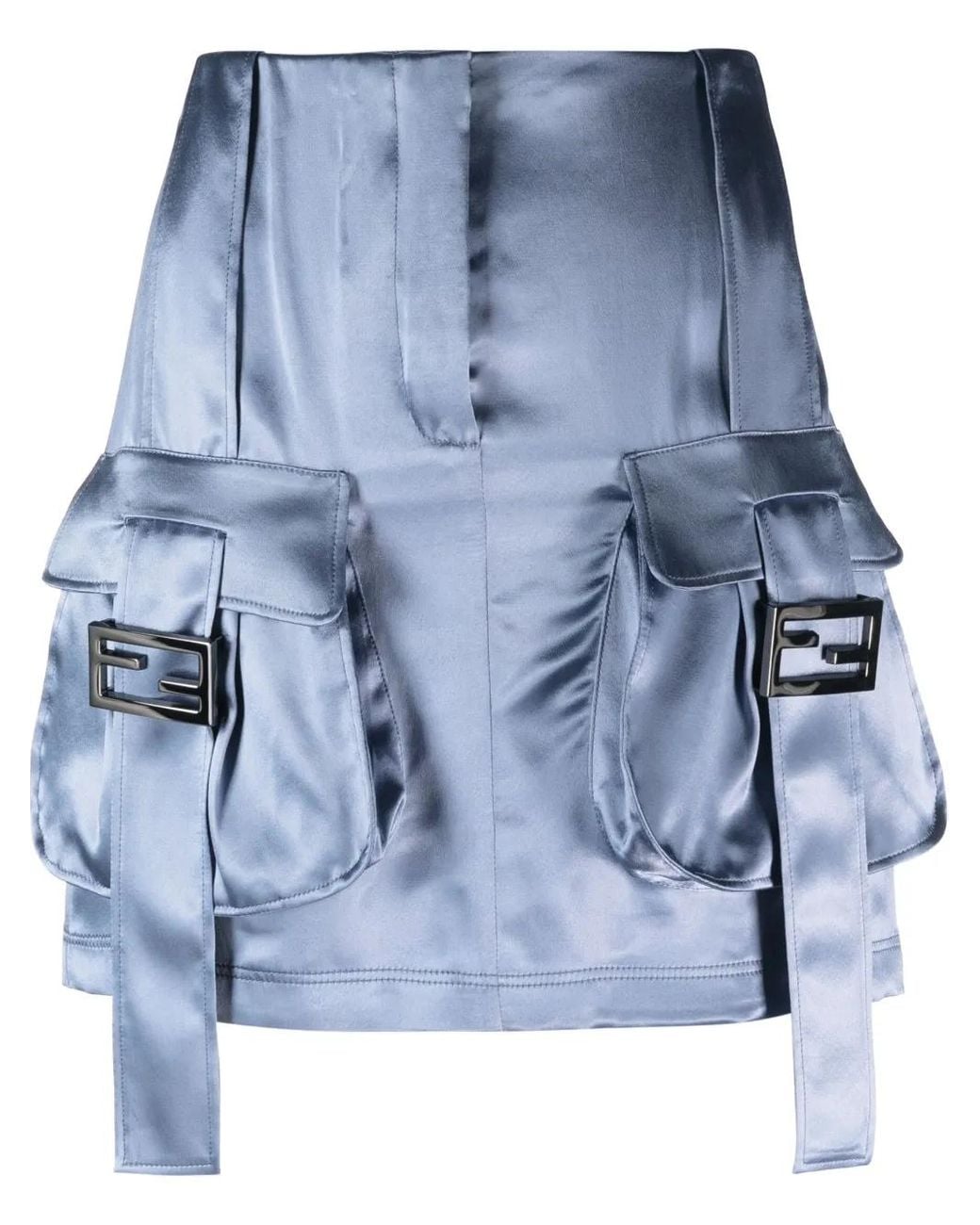 Fendi Blue Satin Mini Skirt