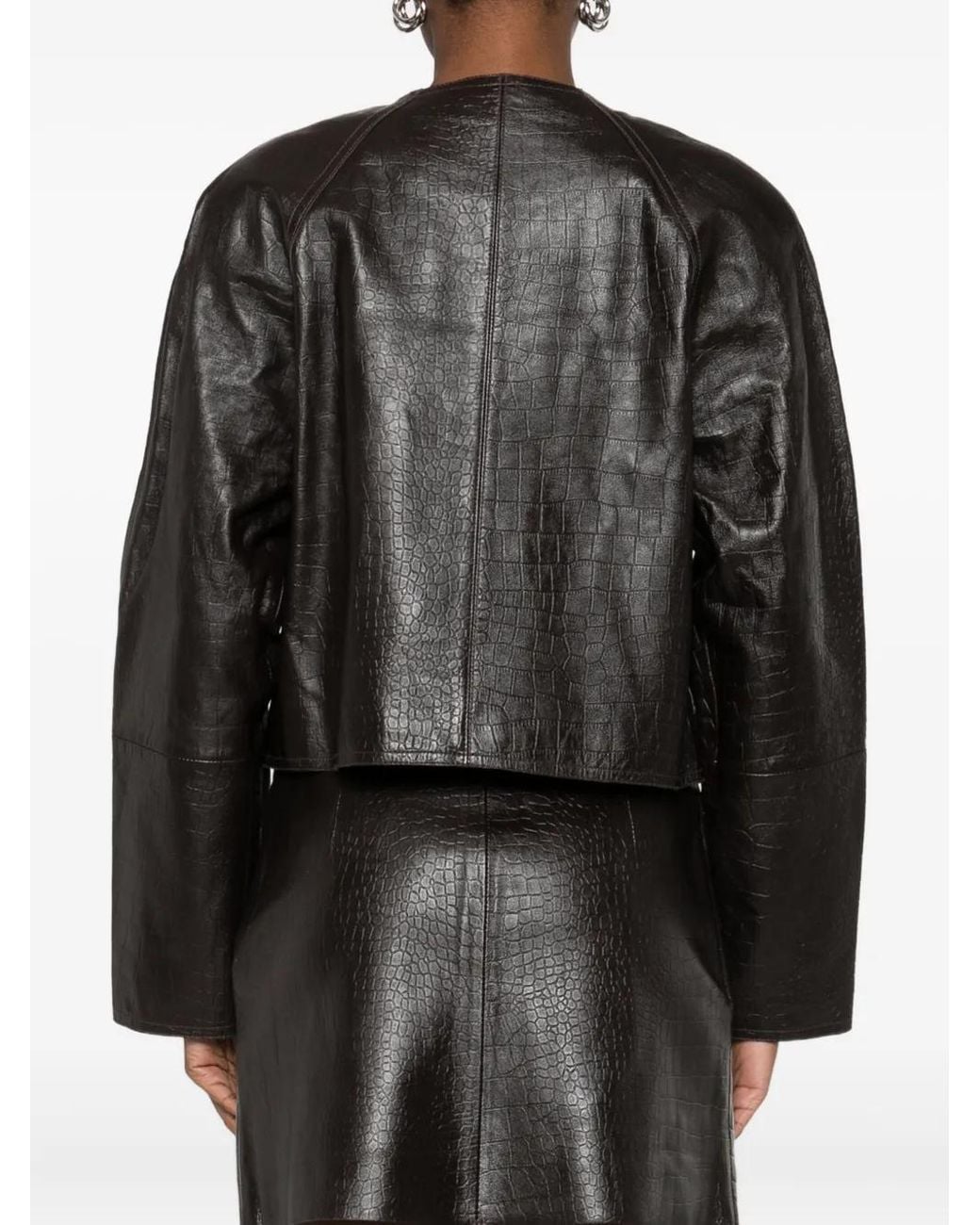Stand Studio Gray Leather Coat