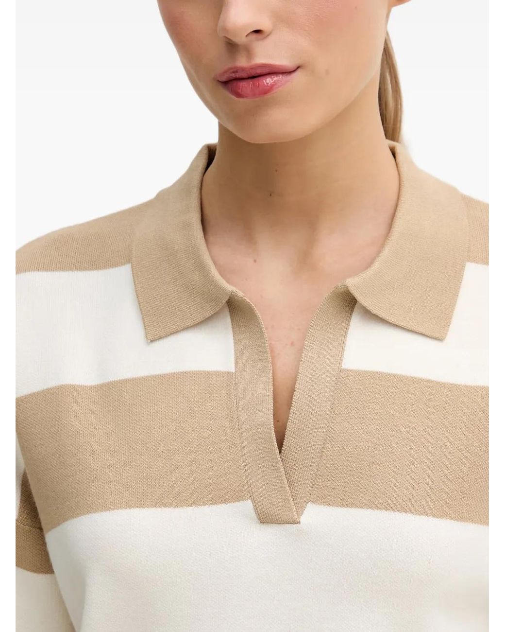 Benetton Natural Pull Rayé À Col Polo