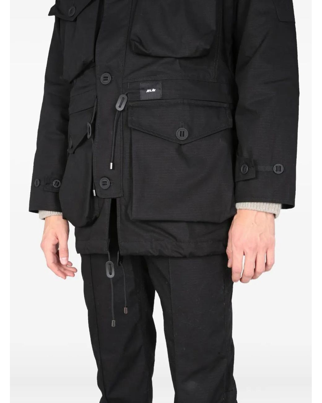 ArkAir Black Buttoned Hooded Shirt for men
