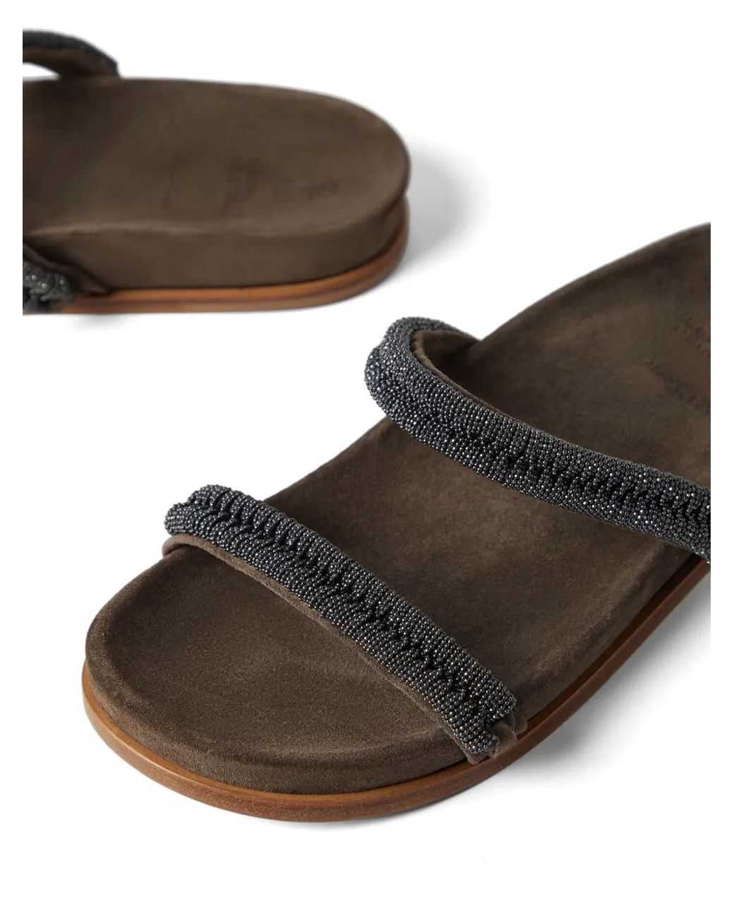 Brunello Cucinelli White Leather Flat Sandals