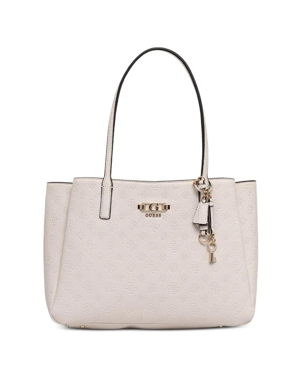 Guess Natural Anise Logo-Embossed Charm-Detail Tote Bag
