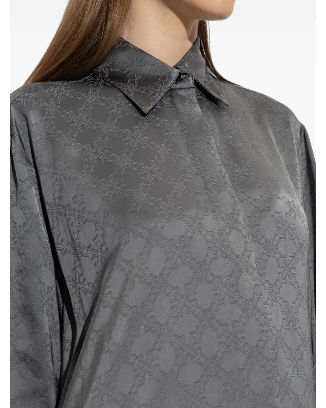 Off-White c/o Virgil Abloh Gray Monogram-Jacquard Asymmetric Dress