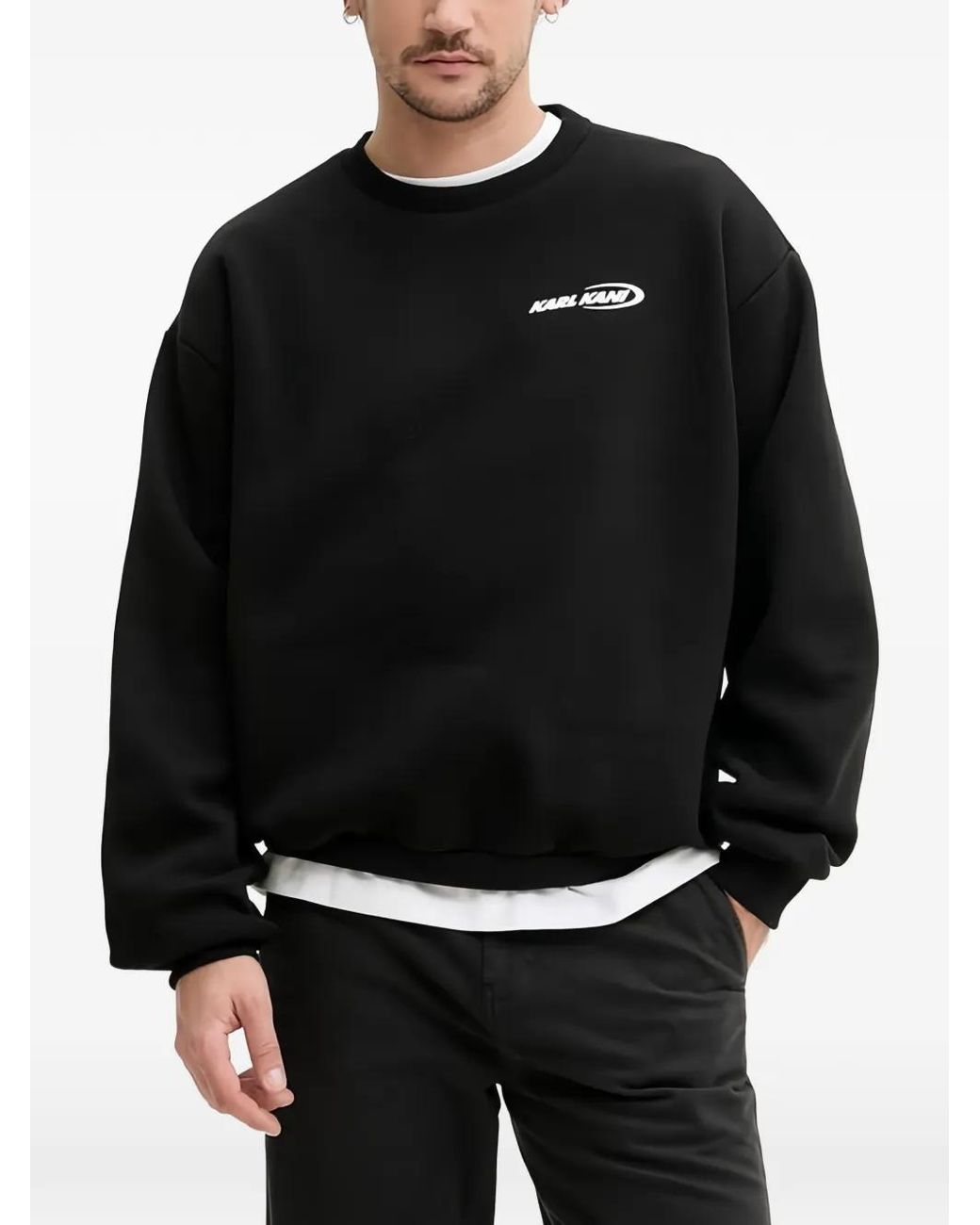 Karlkani Black Long-Sleeve Sweater for men