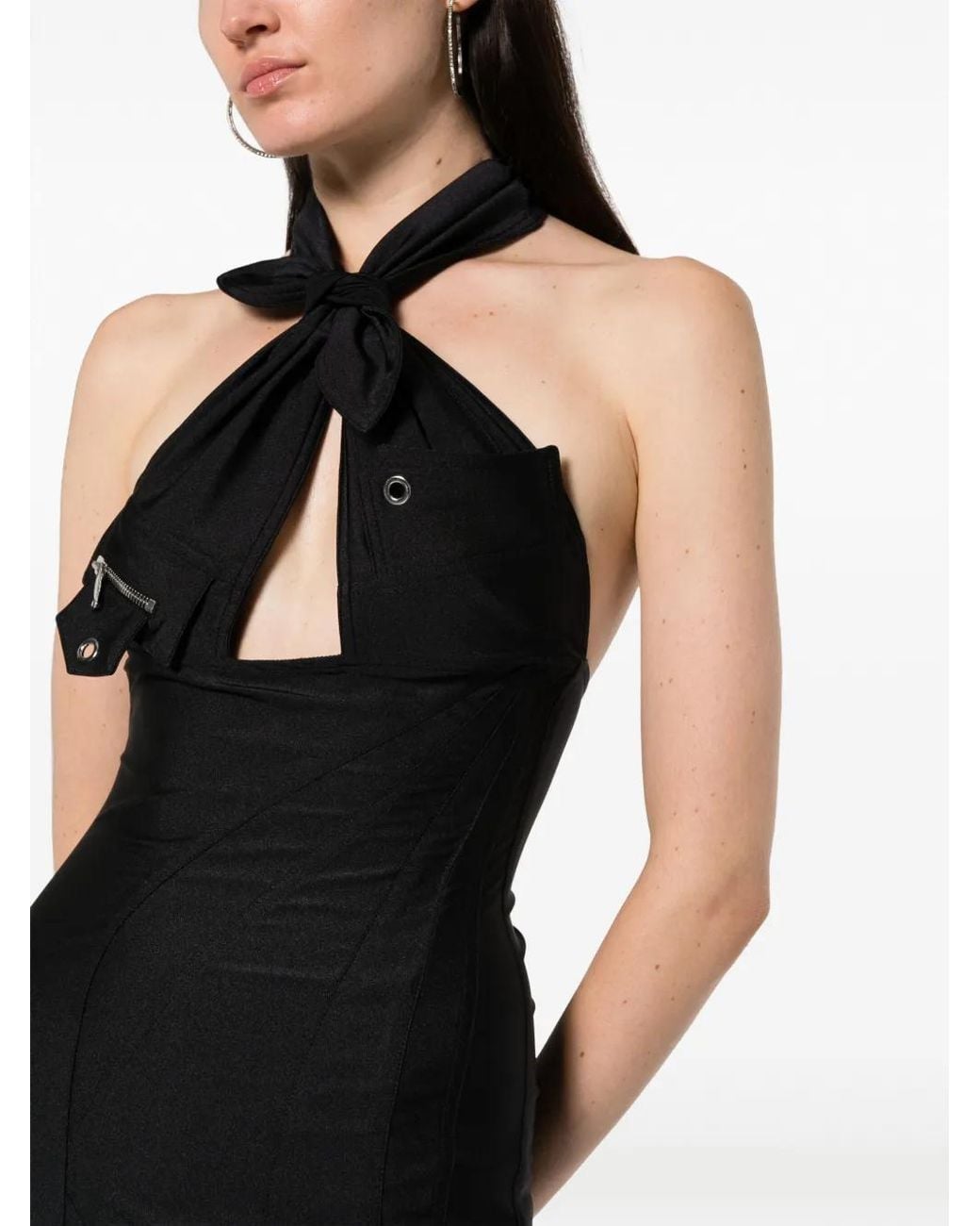 Coperni Black Racing Halterneck Minidress