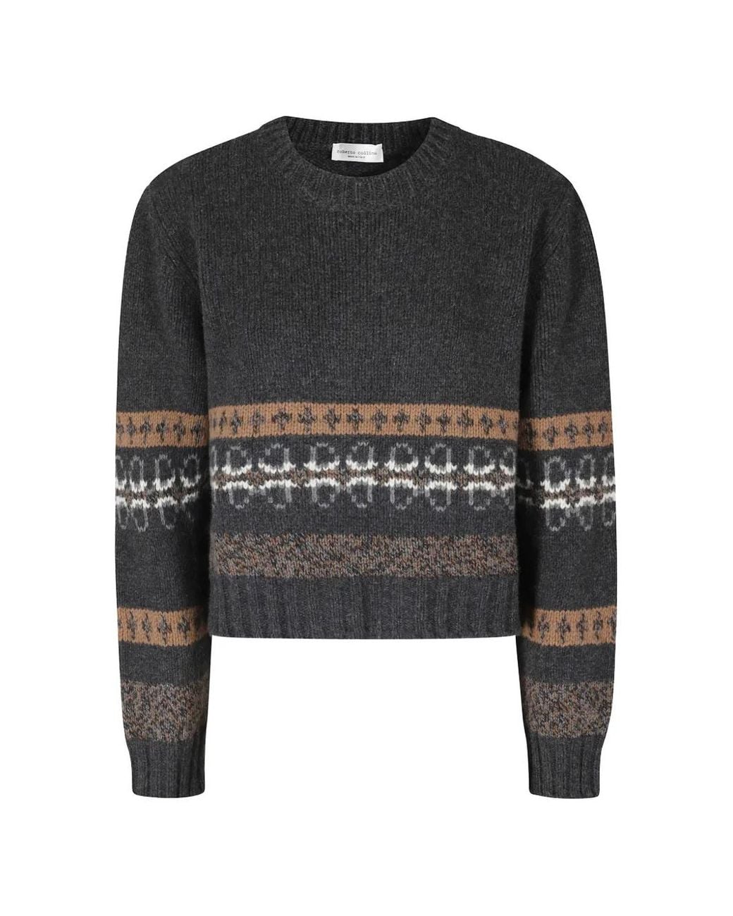 Roberto Collina Black Fair Isle-Knit Sweater