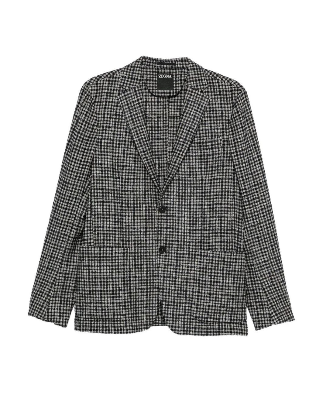 Zegna Gray Checked Two-Pocket Blazer for men