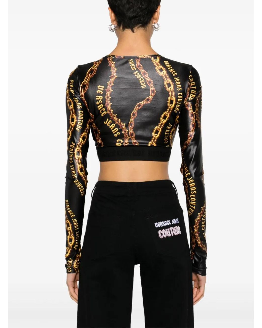 Versace Jeans Couture Black Chain Couture Crop Top