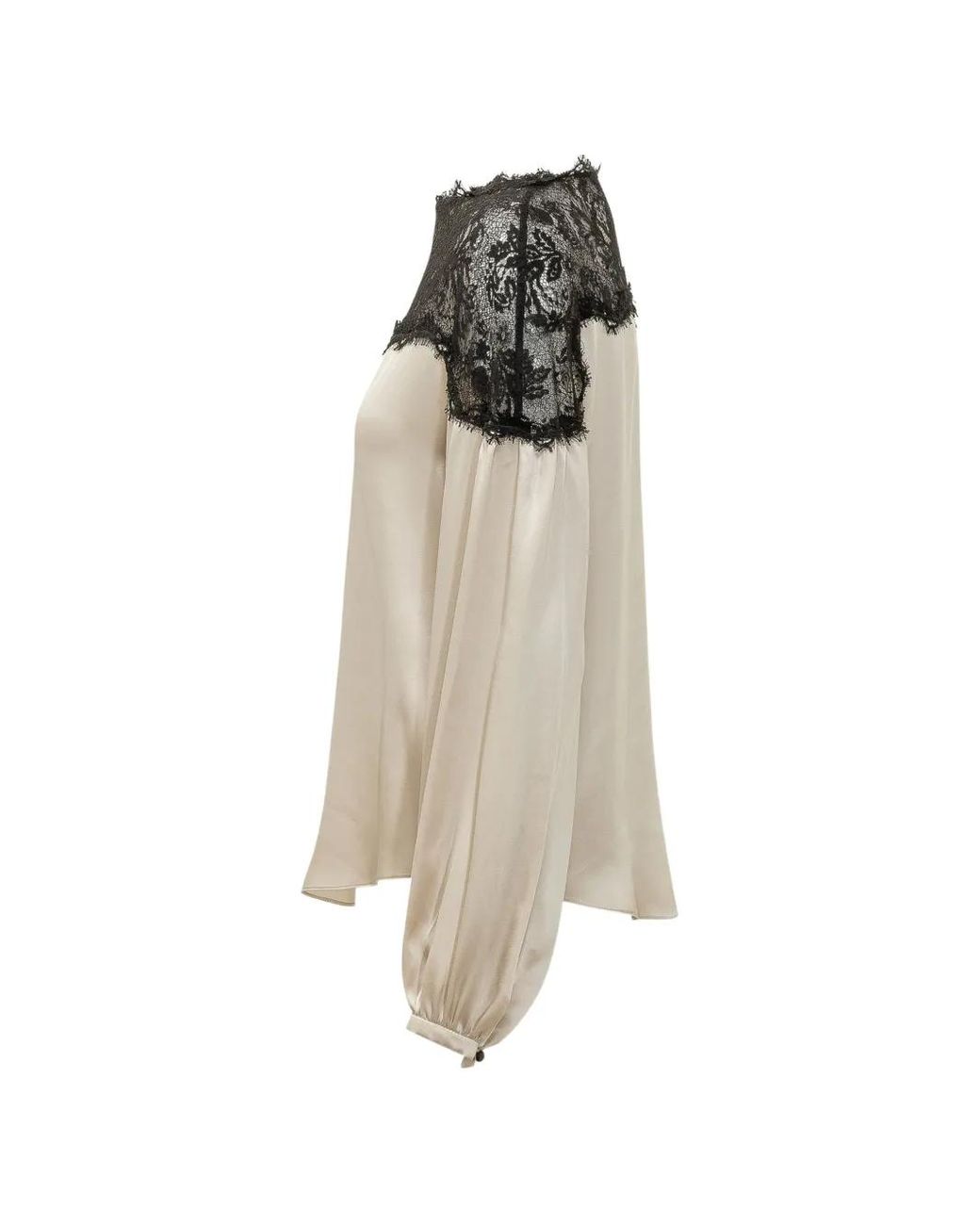 Isabel Marant Natural Azare Lace-Trim Satin-Finish Blouse