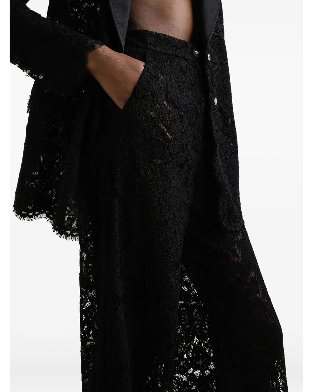 Dolce & Gabbana Black Dna Lace-Detailing Trousers