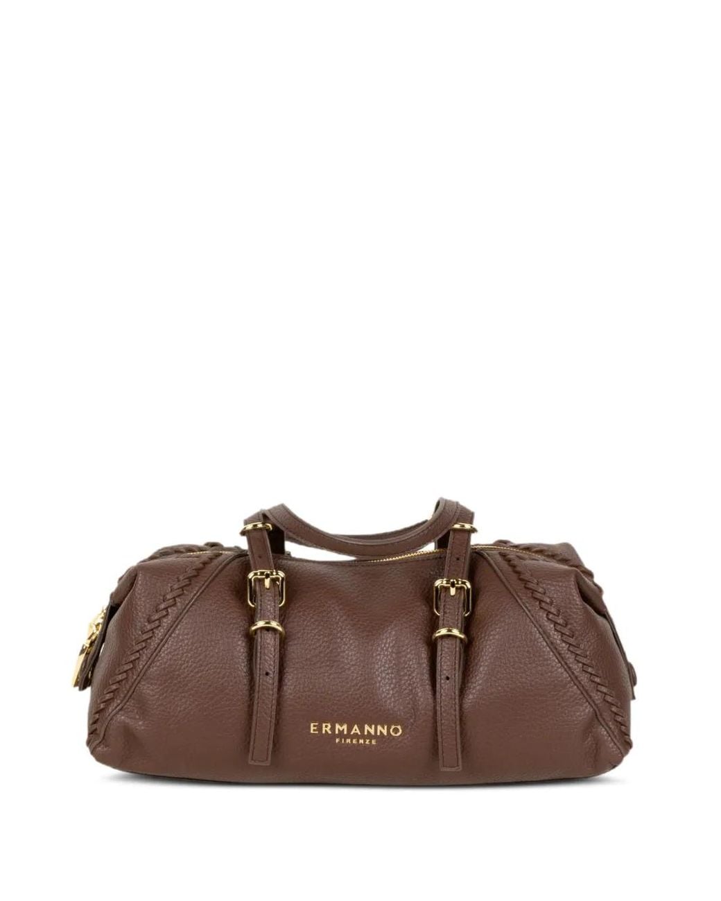 Ermanno Scervino Brown Braided-Trim Buckled Tote Bag