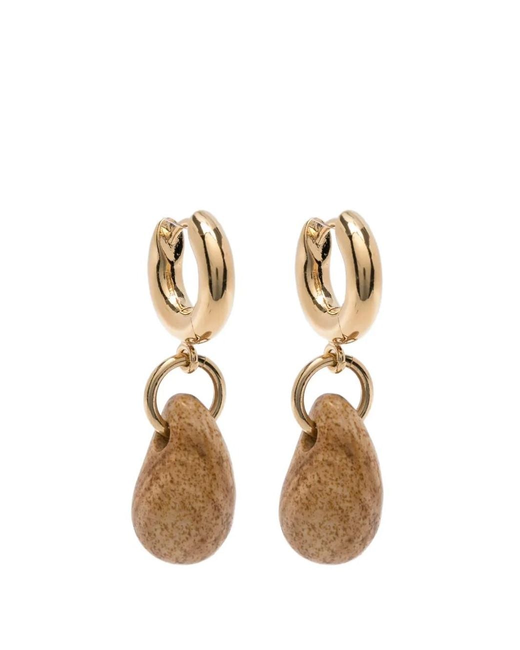 Isabel Marant Metallic Créoles À Pendentif En Pierre