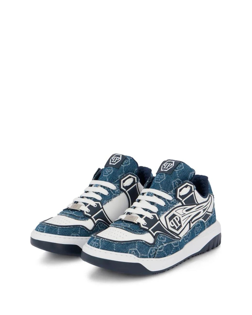 Philipp Plein Blue Moonwalker Lace-Up Sneakers for men