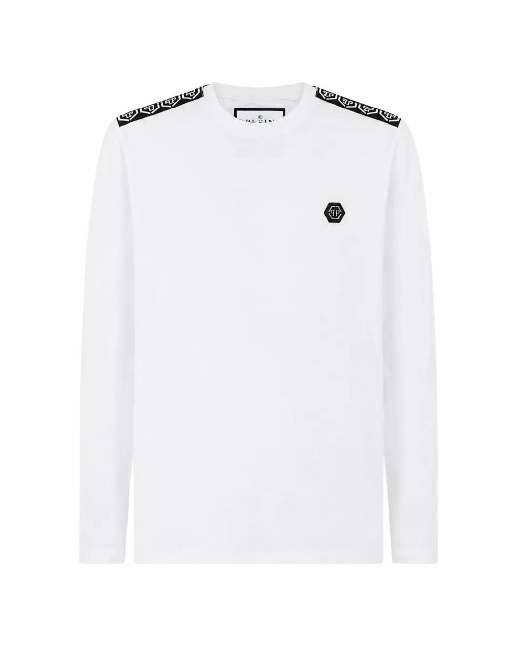 Philipp Plein White Logo-Patch Long-Sleeve T-Shirt for men