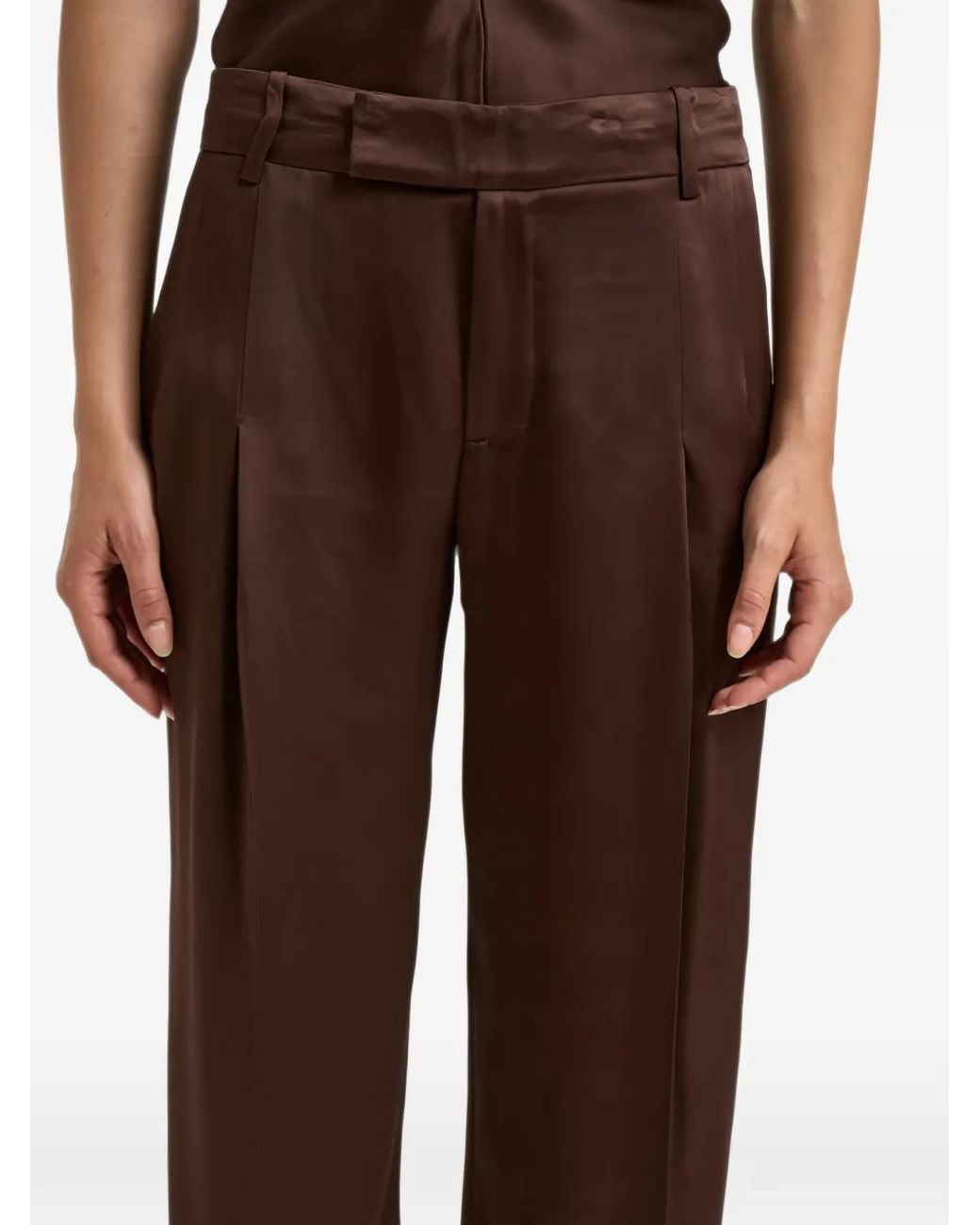 FEDERICA TOSI Brown Pleated Wide-Leg Trousers