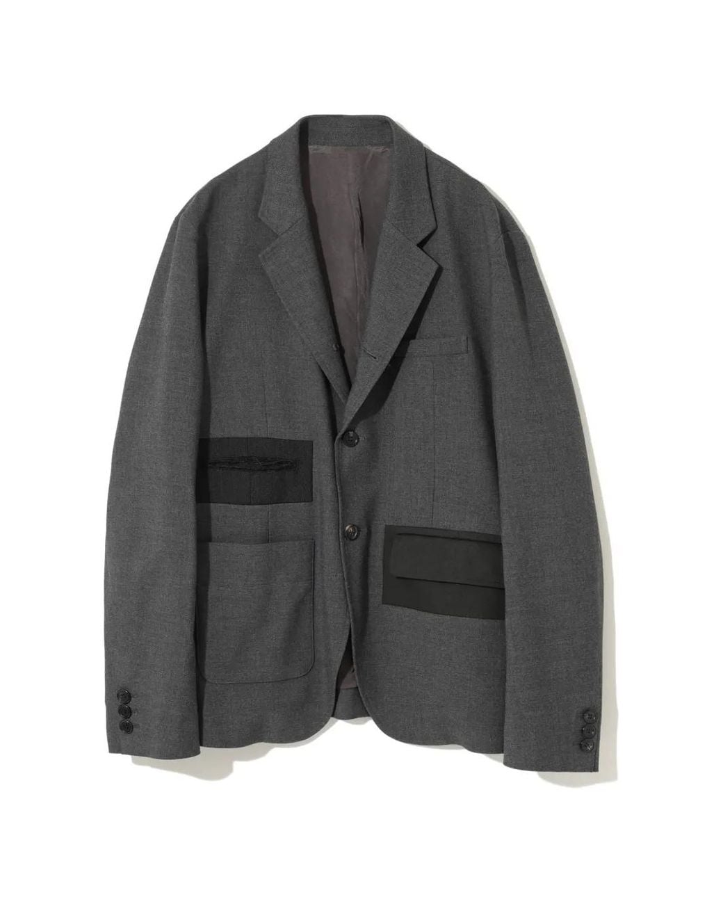 Undercover Gray Panelled Frayed-Detail Blazer for men