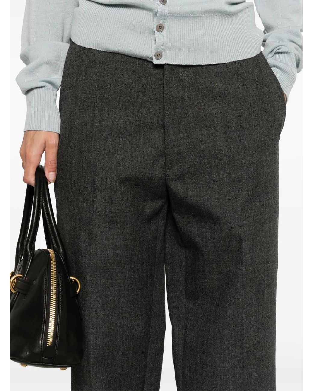 Pantalones Con Parche Del Logo Miu Miu de color Gray
