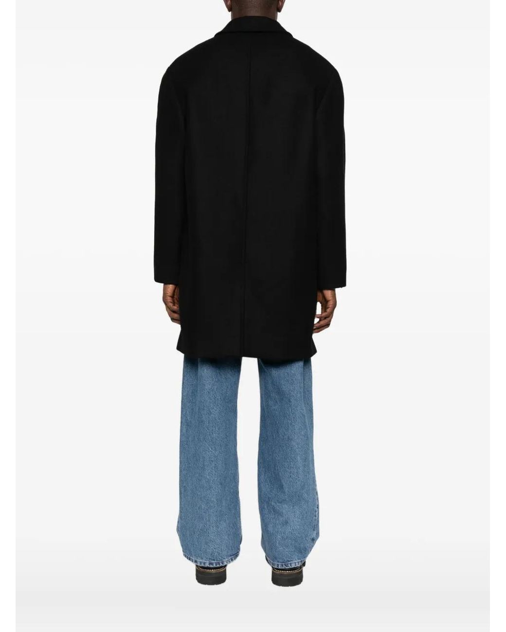 Maison Kitsuné Black Lapel Welt-Pocket Coat for men