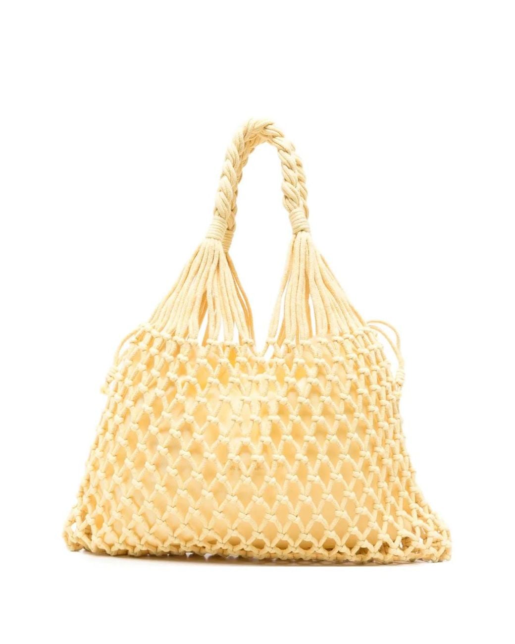 Frankie Shop Metallic Macramé Tote Bag Naia Cotton