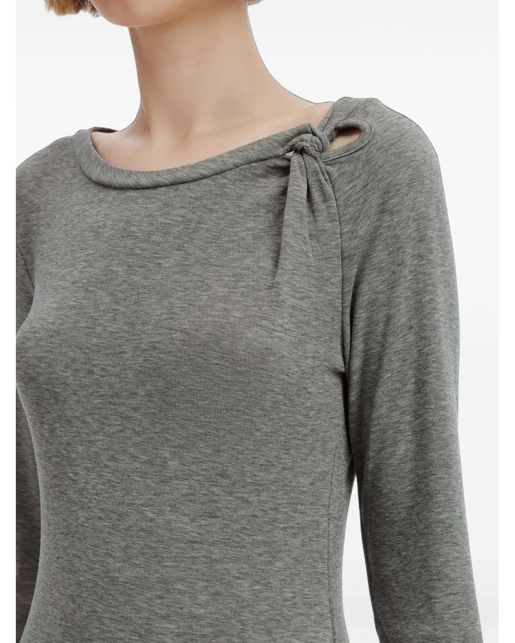 B+ AB Gray Knot-Detail Long-Sleeve Top