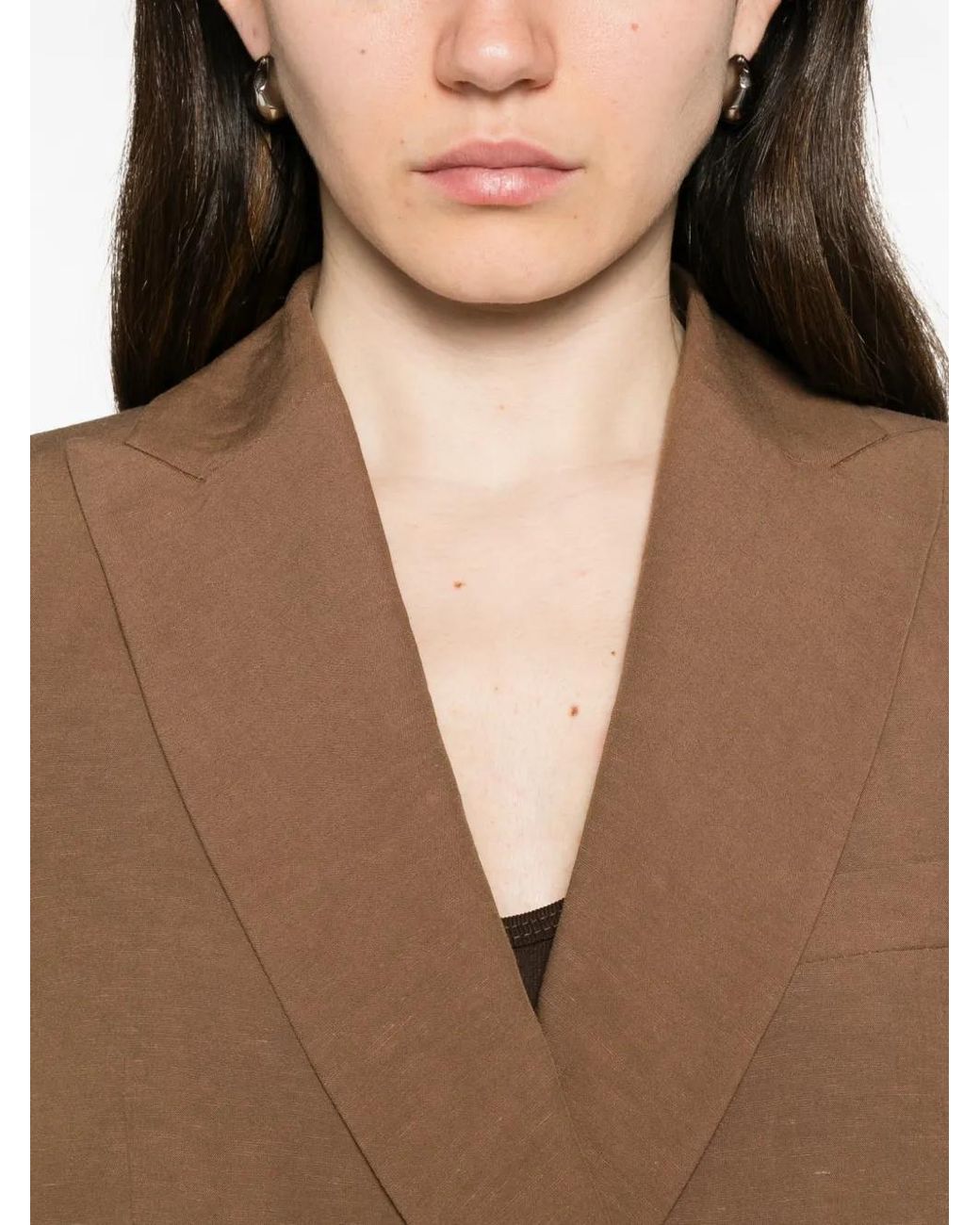 Blanca Vita Brown Blazer À Boutonnière Croisée