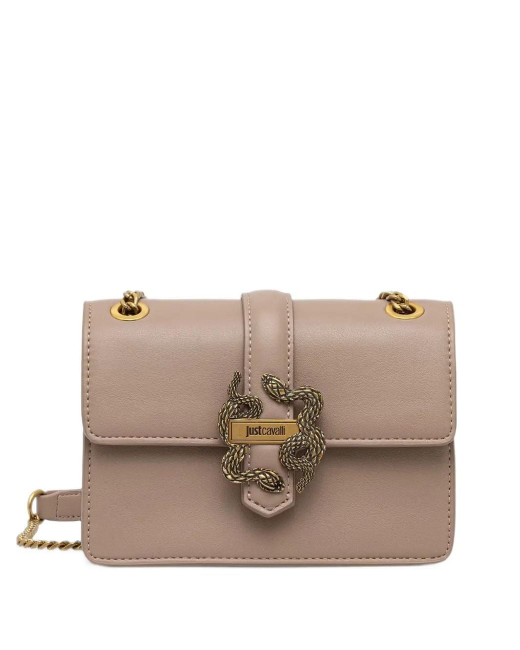 Just Cavalli Brown Snake-Plaque Mini Bag