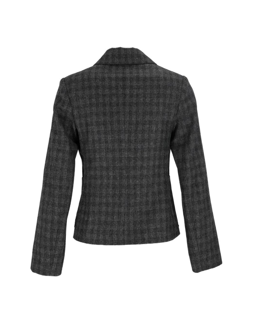 Antonelli Black Check-Pattern Notched-Lapels Jacket