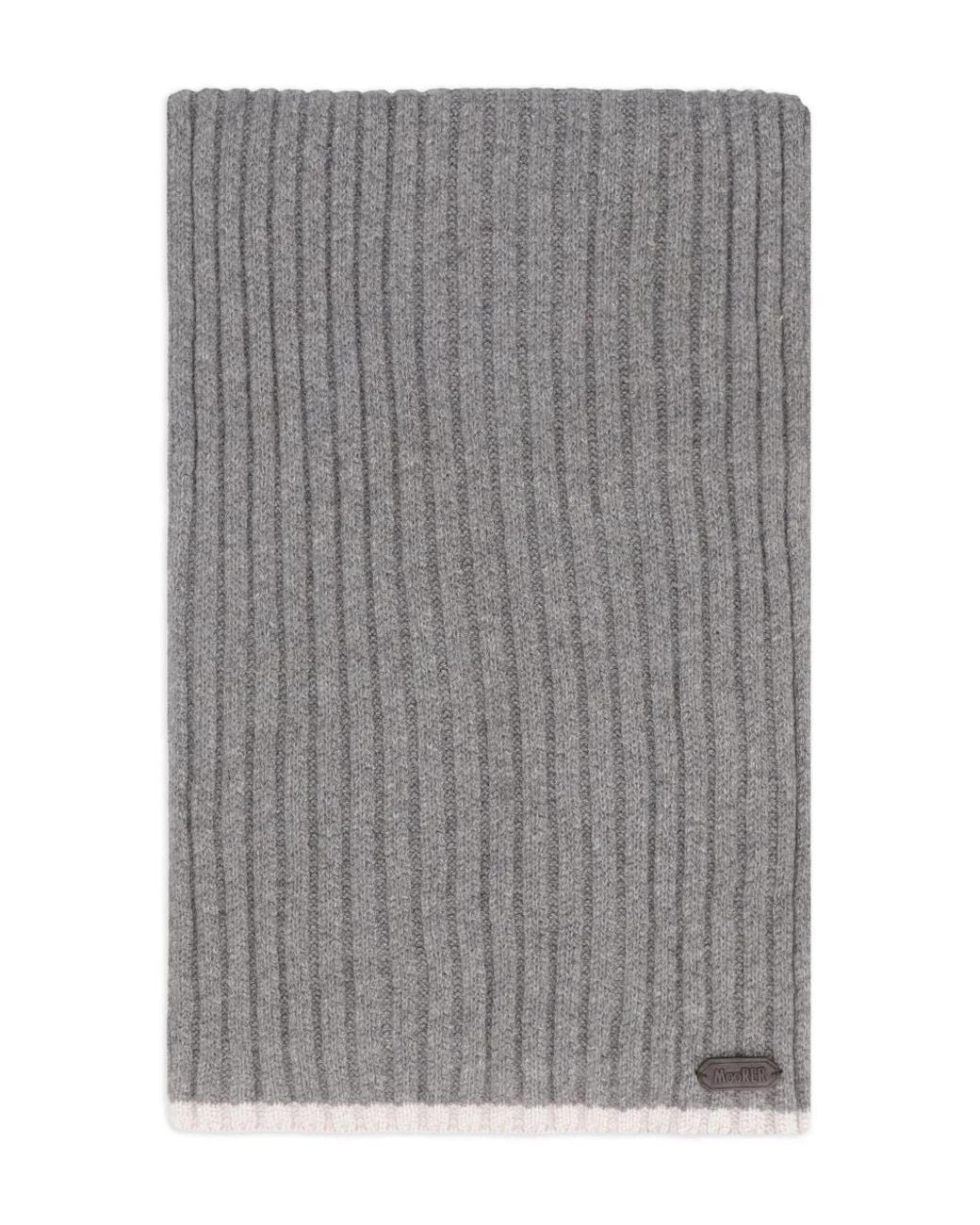 Moorer Gray Ribbed-Knit Rectangular Scarf for men