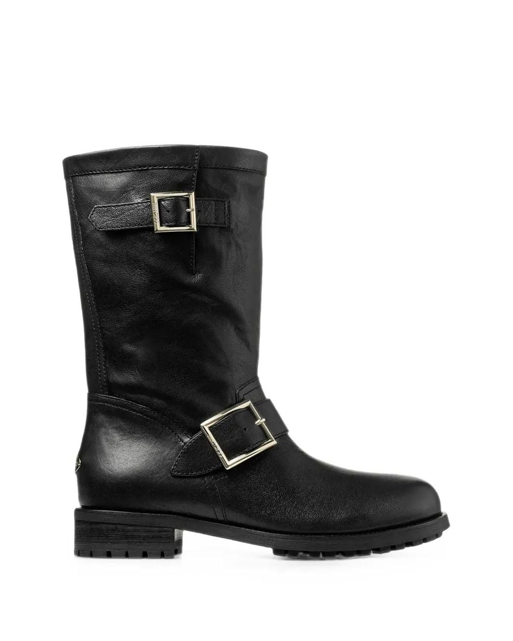 Jimmy Choo Black Bottines Biker Mid En Cuir