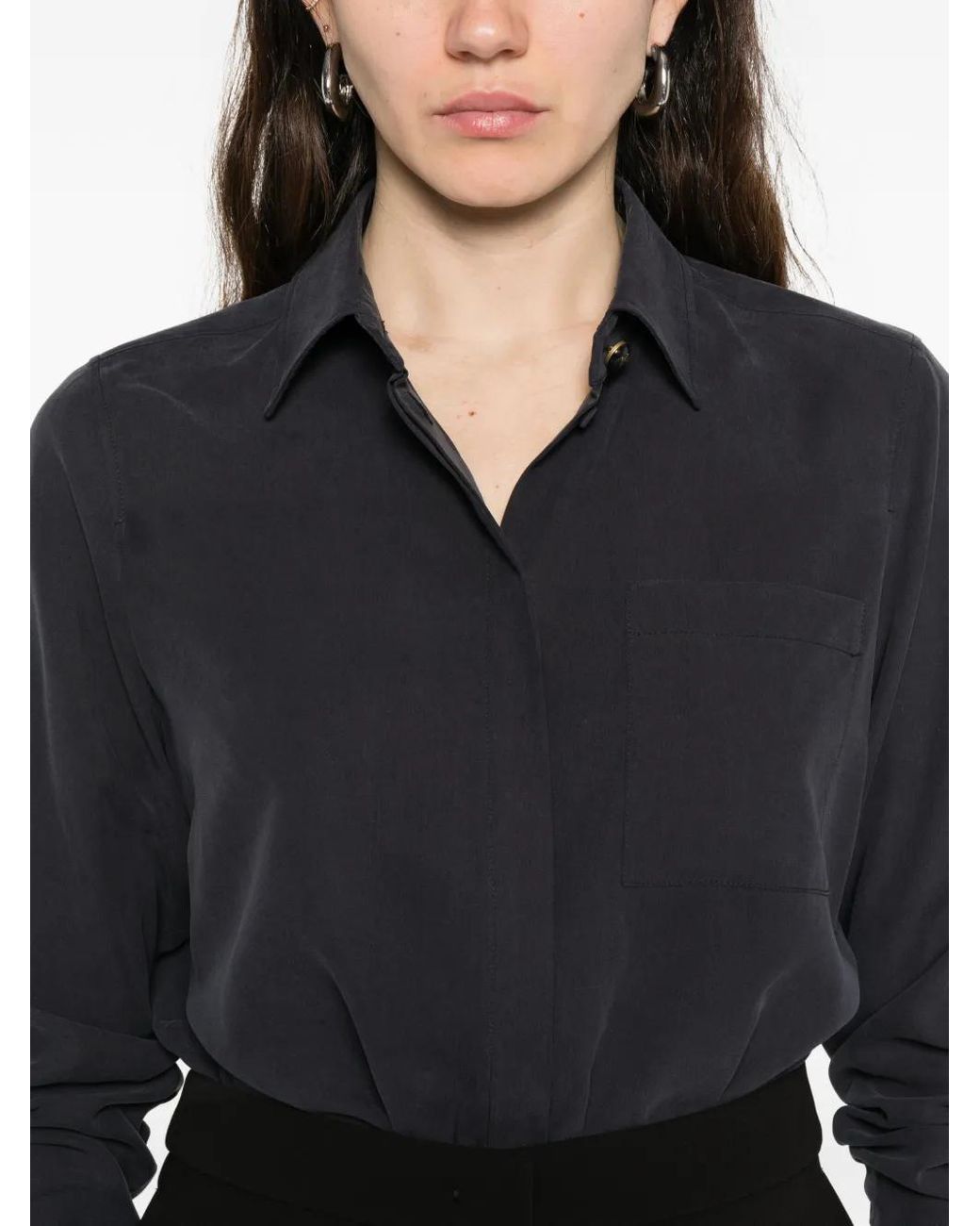 Max Mara Black Breast-Pocket Long-Sleeve Shirt